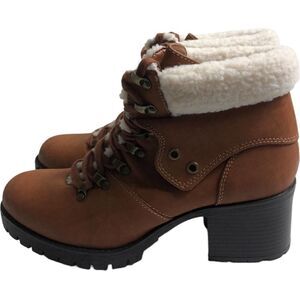 MIA Tallia Brown Faux Fur Ankle Boots